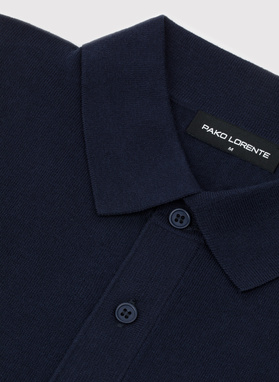 Granatowy swetrowy t-shirt polo