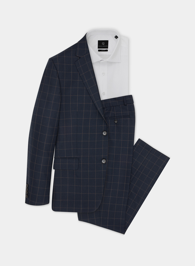 Granatowe spodnie garniturowe P21WP-6G-037-G