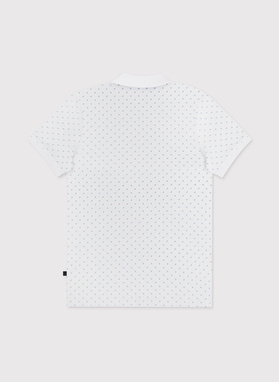 Biały t-shirt polo w w geometryczny wzór