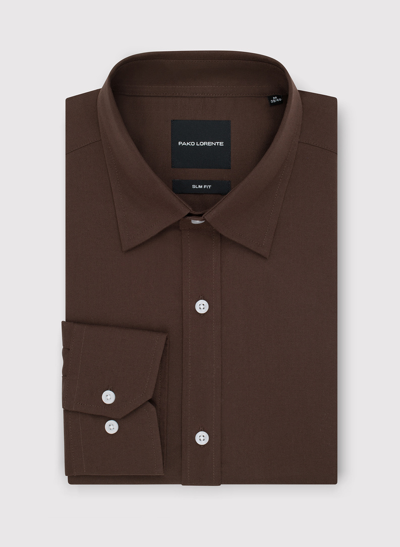 Brązowa koszula męska z bawełny