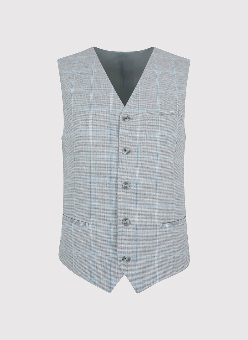 Szara kamizelka męska w kratę