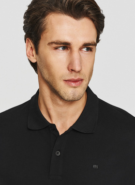 Czarne bawełniane polo męskie