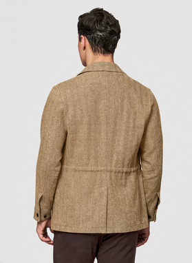 Lniana marynarka safari w kolorze beżowym