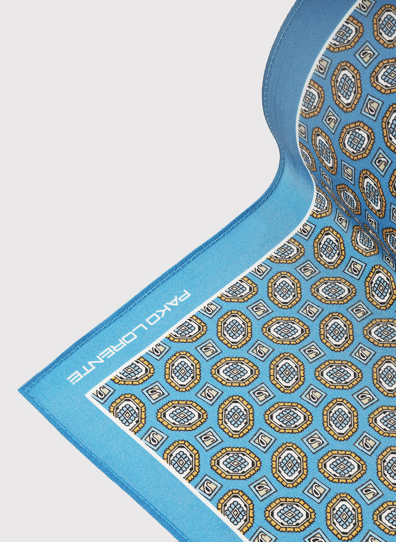 Niebieska poszetka męska we wzór