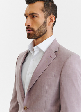 Wełniany różowy gładki garnitur męski