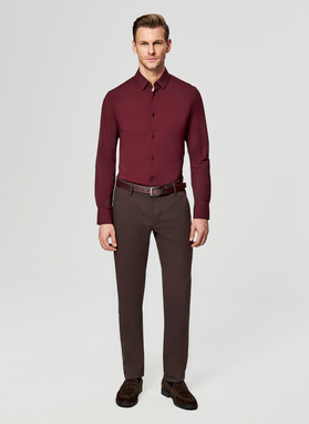 Bordowa dzianinowa koszula męska