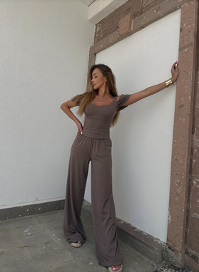 Bluza Phuket + szerokie spodnie - mocca