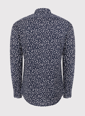 Granatowa koszula męska w kwiatki 