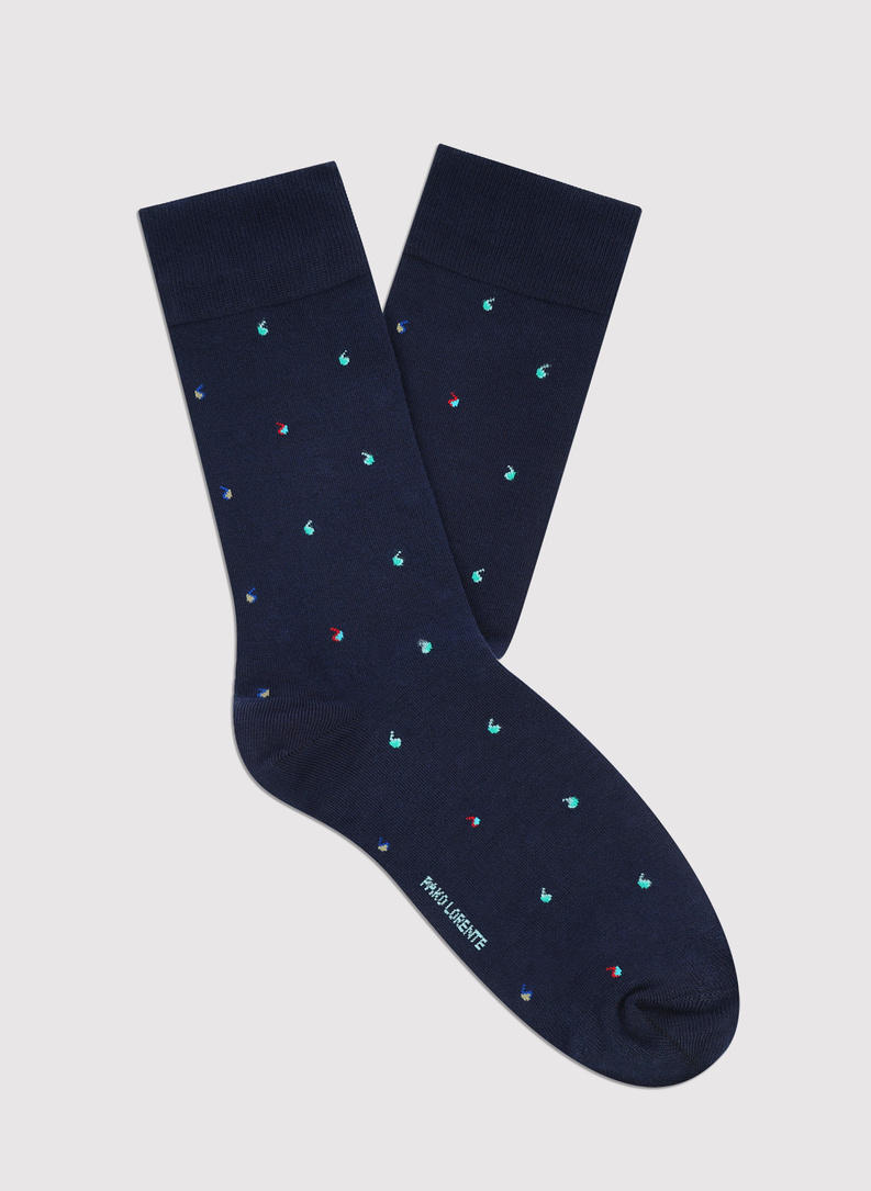 Granatowe skarpety we wzorki