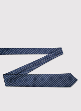 Granatowy krawat męski w kwiaty