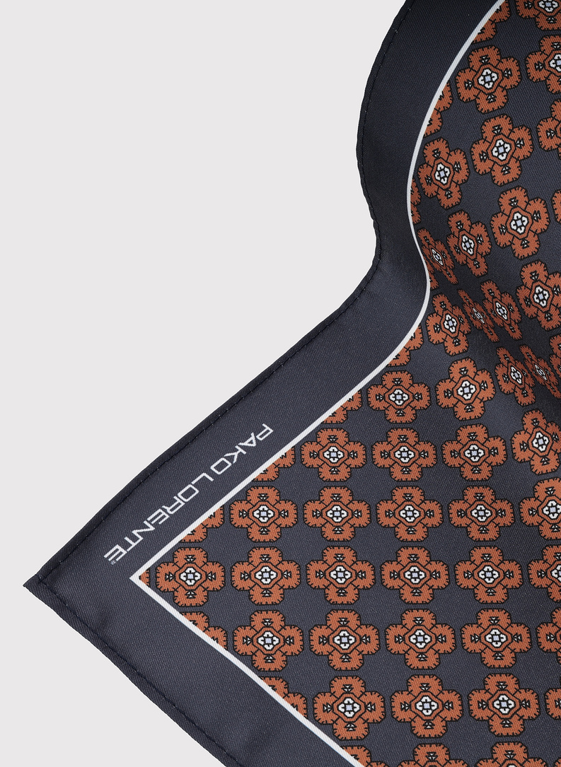 Ciemnoszara poszetka męska ze wzorem