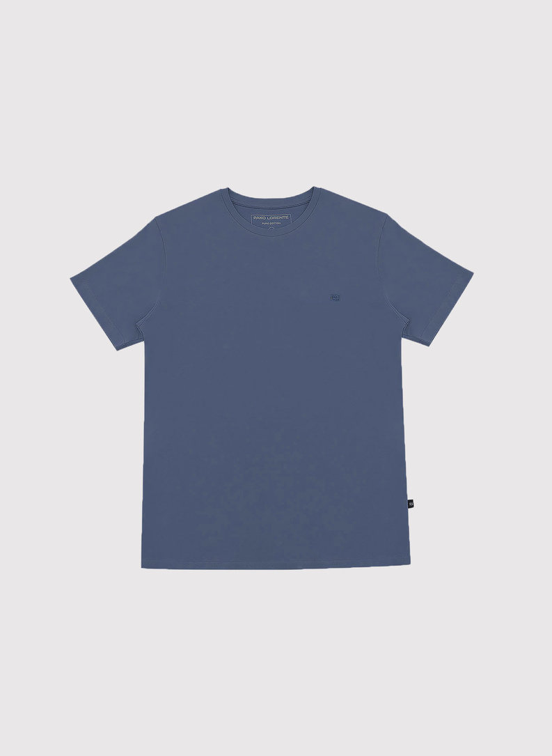 Bawełniany t-shirt męski w kolorze niebieskim