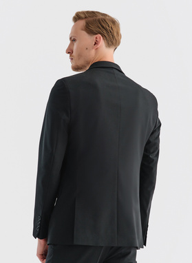 Gładki garnitur męski w kolorze czarnym