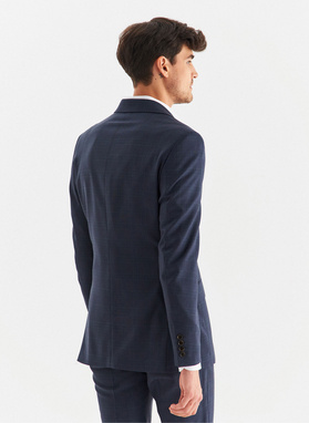Granatowa marynarka garniturowa w kratę