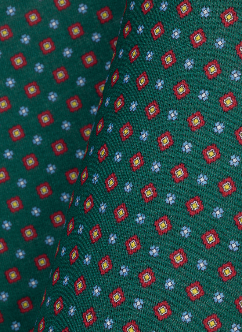 Zielona poszetka męska z wzorem geometrycznym