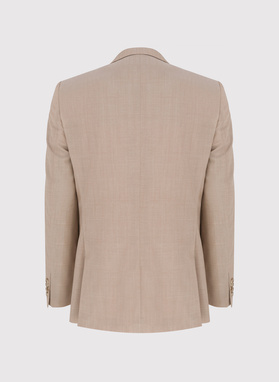 Beżowy wełniany garnitur męski 