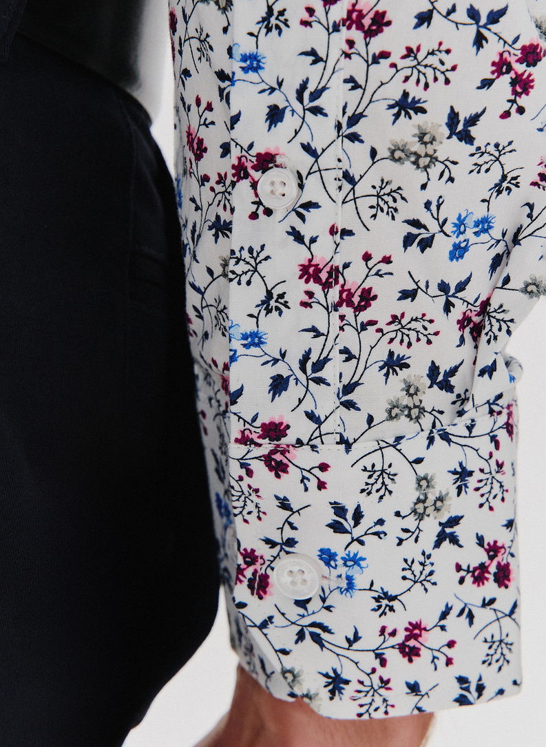 Koszula męska w kwiatowy wzór długi rękaw