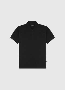 Czarne bawełniane polo w prążki