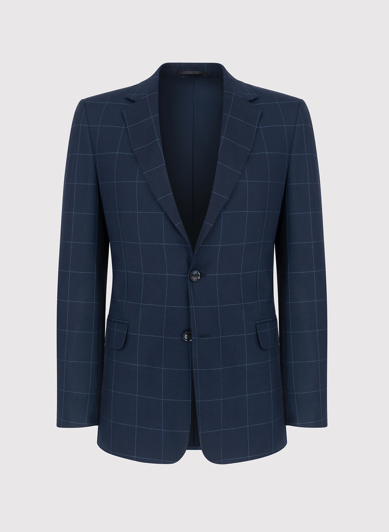 Granatowa marynarka w kratę Windowpane