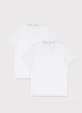 T-shirt v-neck w białym kolorze, dwupak