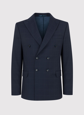 Dwurzędowa marynarka garniturowa w subtelną kratę
