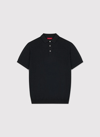 Czarne polo swetrowe z wełny merino