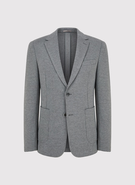 Szara marynarka w pepitkę z dzianiny