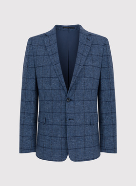 Granatowa marynarka męska w kratkę