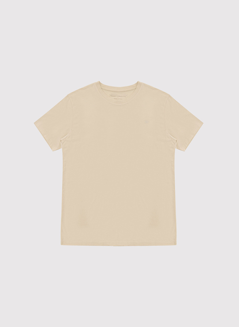 Bawełniany t-shirt męski w kolorze beżowym