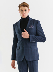 Granatowa marynarka garniturowa z wełną