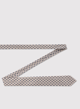 Beżowy krawat w mikrowzór