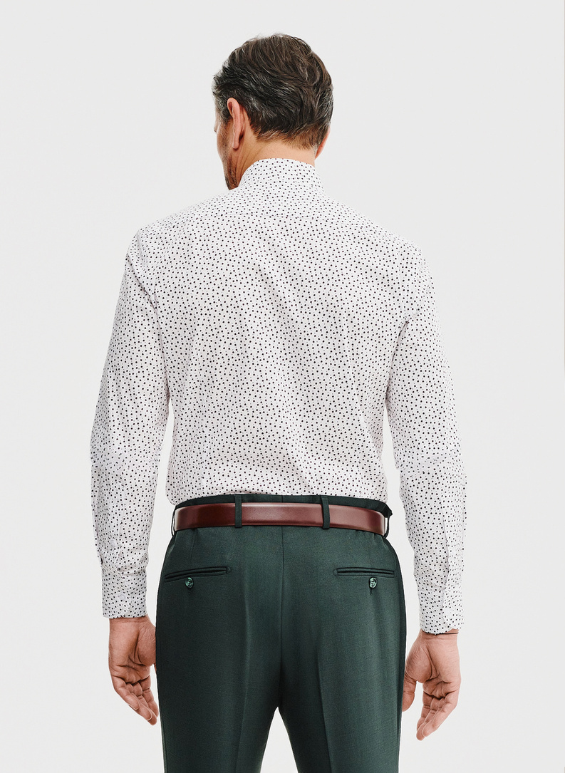 Biała koszula męska w mikrowzór