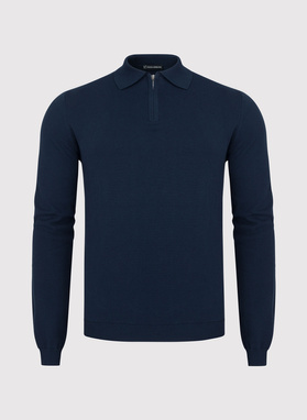 Granatowy sweter męski z kołnierzykiem
