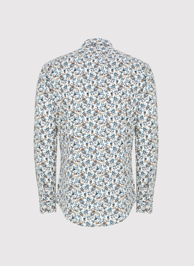 Biała koszula męska kolorowe kwiaty