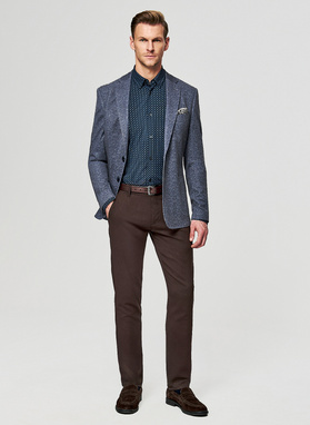 Melanżowa marynarka męska w kolorze granatowym