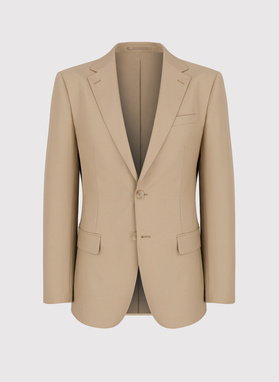 Beżowa garniturowa marynarka męska z wełną