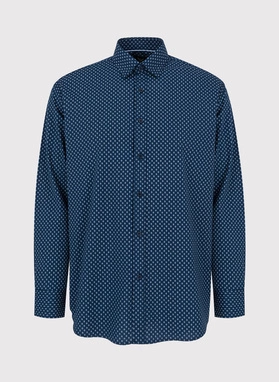 Granatowa koszula o prostym kroju we wzór paisley 