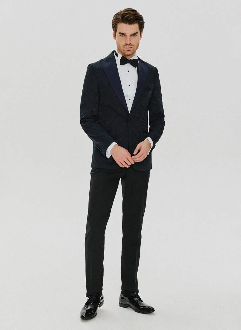 Ślubny czarno-granatowy smoking męski