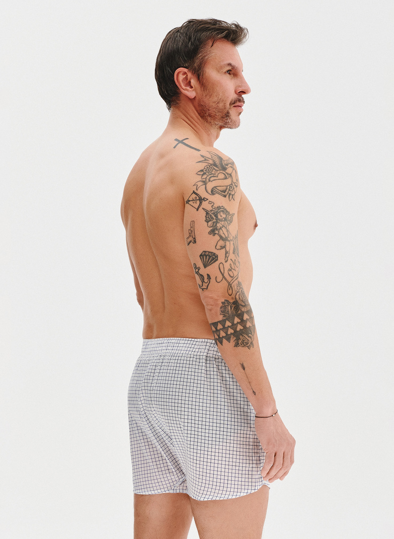 Zestaw bawełnianych bokserek męskich w drobną kratkę