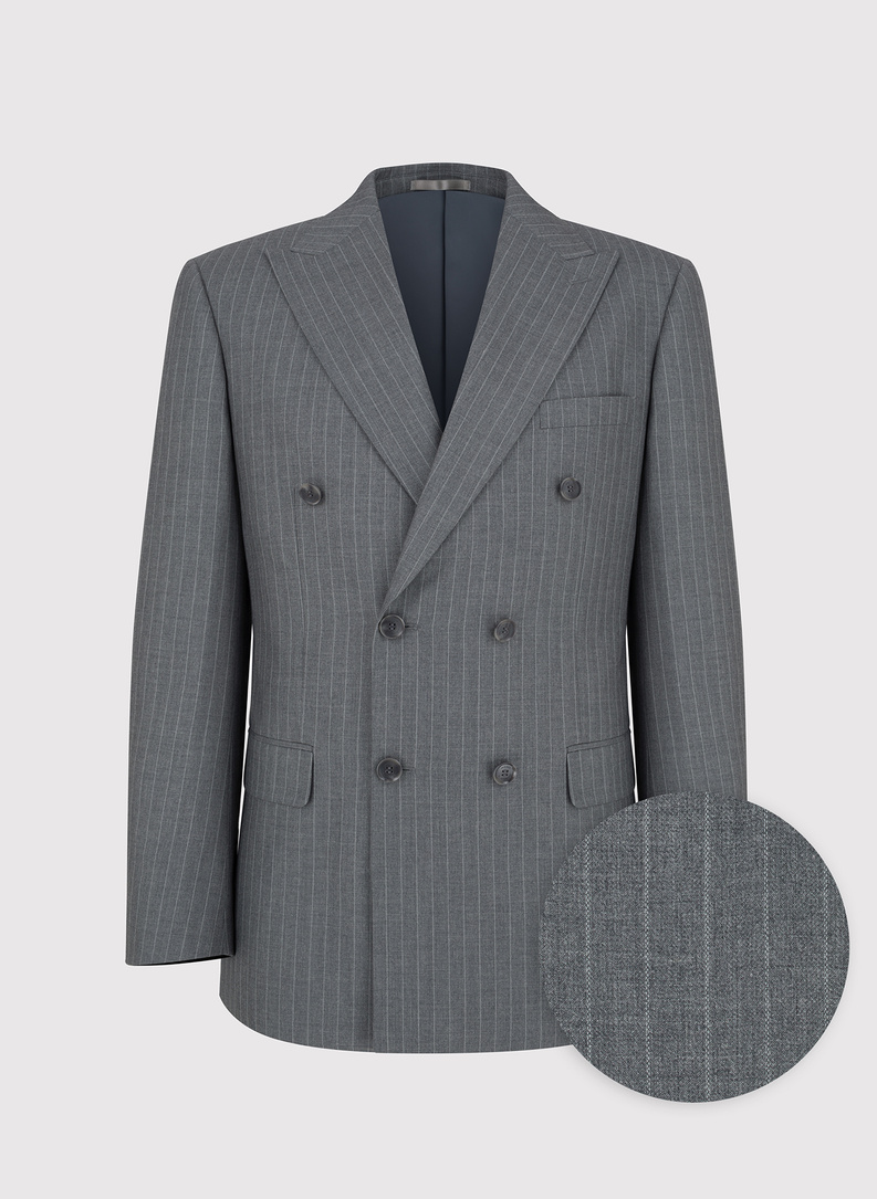 Szara marynarka garniturowa w prążek