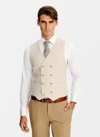 Beżowa kamizelka męska w pepitkę