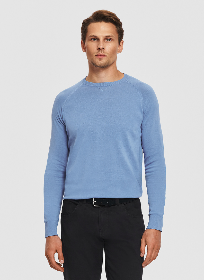 Niebieski sweter męski o-neck