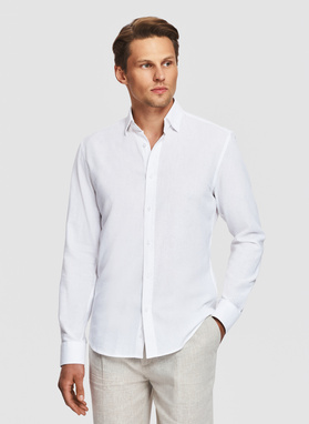 Biała koszula z lnem