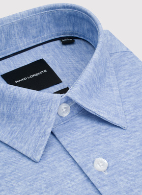 Dzianinowa koszula męska w kolorze niebieskim