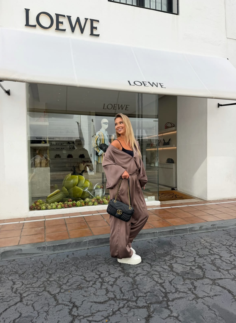 Komplet bluza i spodnie SATIN COZY mocca