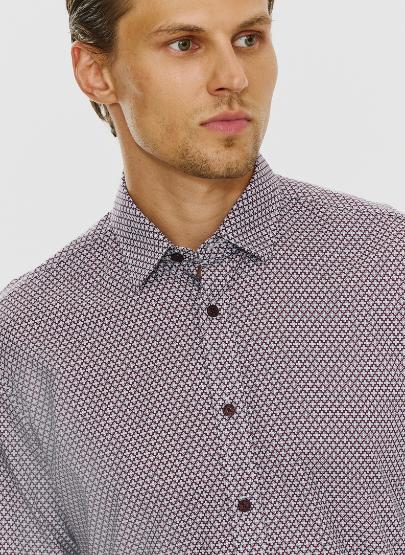 Bordowa wzorzysta koszula męska 