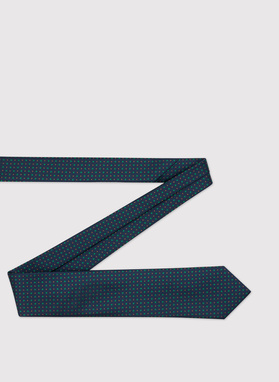 Wzorzysty granatowy krawat męski