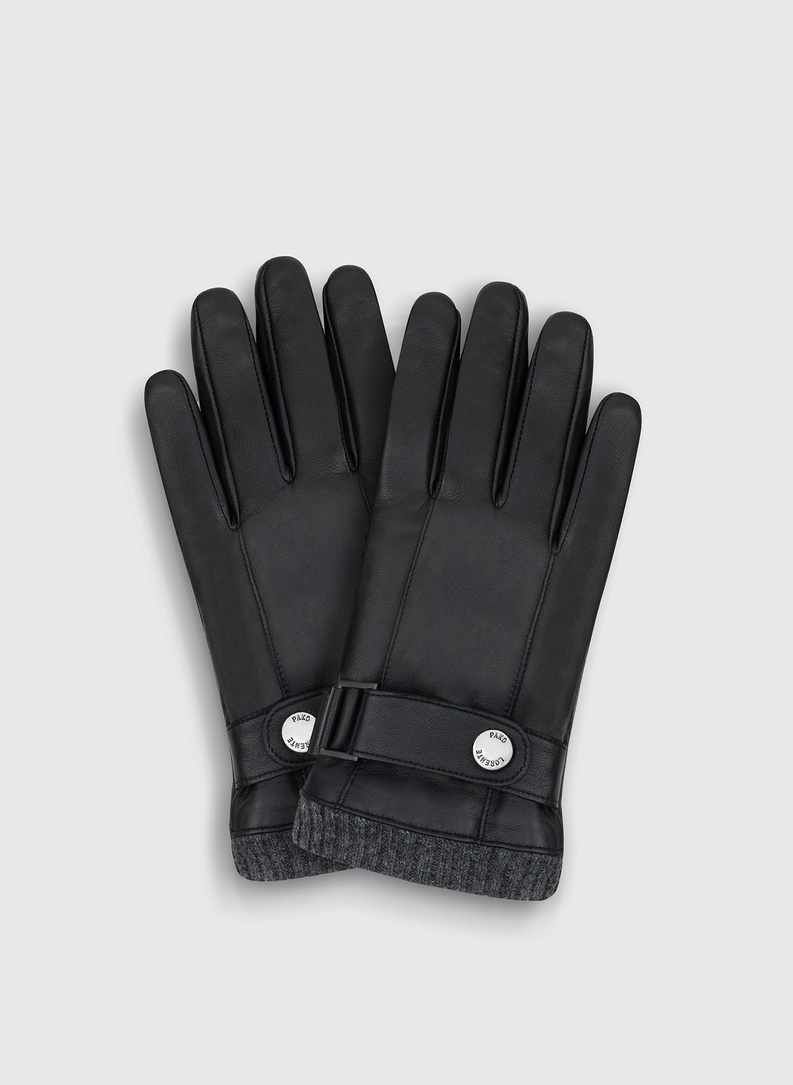 Czarne rękawiczki męskie skórzane 