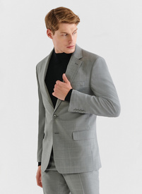 Szara marynarka garniturowa w delikatną kratę
