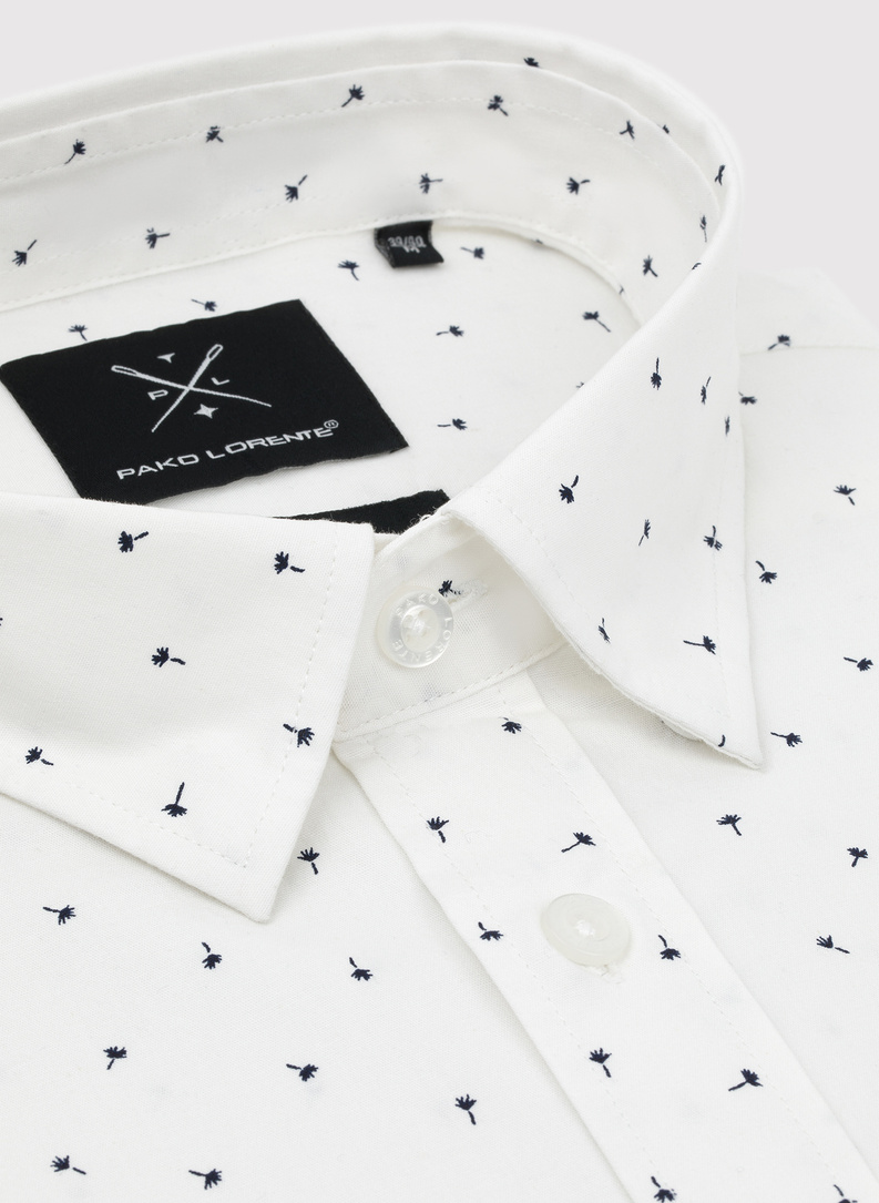 Biała koszula męska w mikrowzór